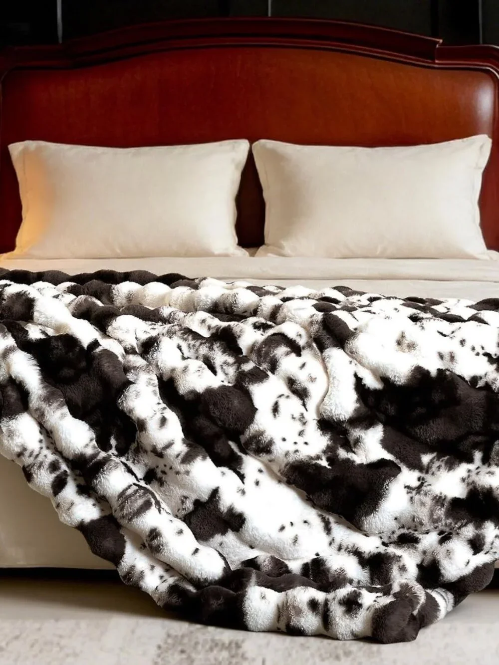 Ultra Plush Bubble Faux Rabbit Fur Blanket – 950GSM Thick Fluffy Throw Blanket f_4